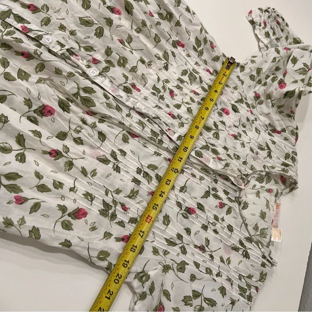 LA CERA Women's 100% Cotton Rose Vine Robe dress medium cottagecore prairie - Picture 9 of 10